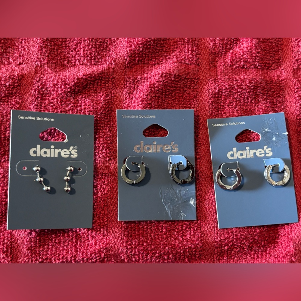 Earrings Sensitive Solutions Silver Lot‎ Bundle Claire’s